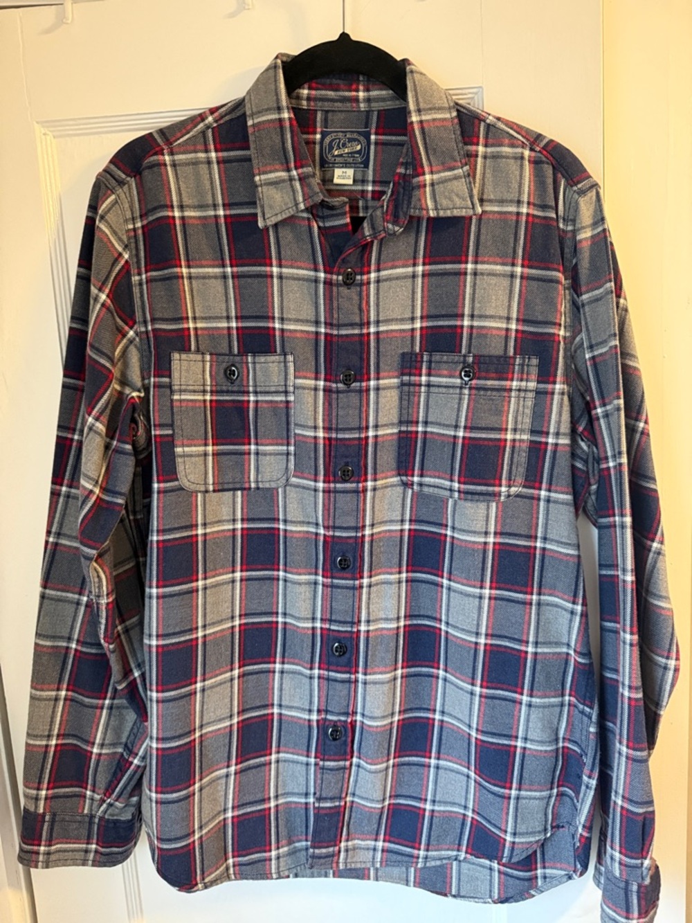 J. Crew Men's Plaid Button-Down Shirt - Navy, Gray & Red